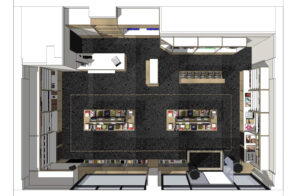Plan vue du dessus de la librairie Le Coquelicot