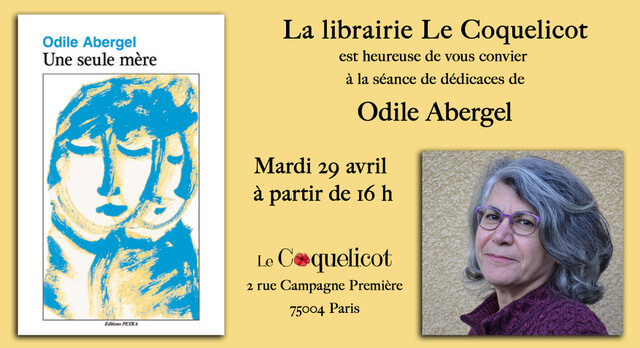 Flyer de la rencontre avec Odile Abergel à la Librairie Le Coquelicot